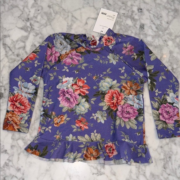 Zimmermann Other - NWT Zimmermann Purple Floral Ruffle Rashguard Swim Top 2Y